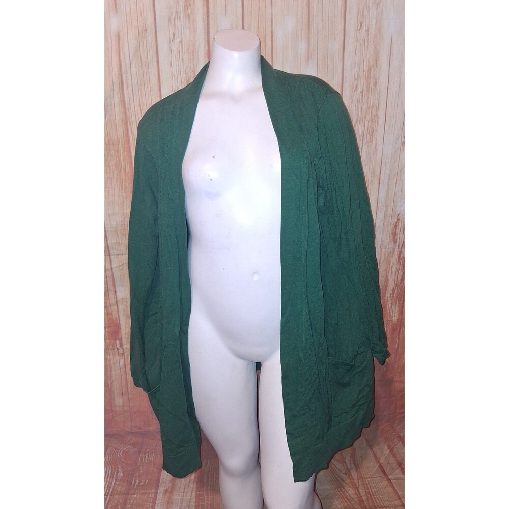 Susan Graver Green Long Sleeve Cardigan Sz 1X